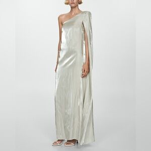 NWT Mango Asymmetrical Satin Dress Forest Green XL